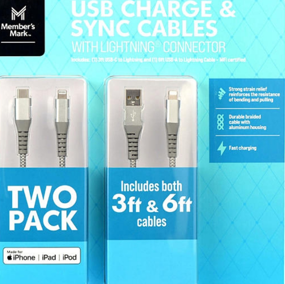 Apple USB Lightning 3ft and 6ft Cables (2 pk.)